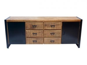 Dressoir mangohout en staal 200 cm Bas