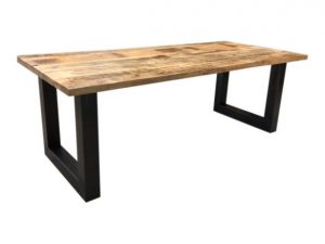 Eettafel mangohout met stalen poten